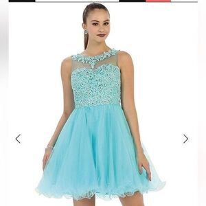 May Queen Short Aqua Sweetheart Cocktail Dress